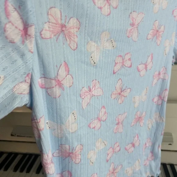 George Light Blue Top with Pink Butterfly Print Girls XL (14-16) - Picture 7 of 12